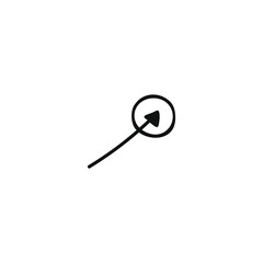Single arrow element in doodle business set. Hand drawn vector illustration.