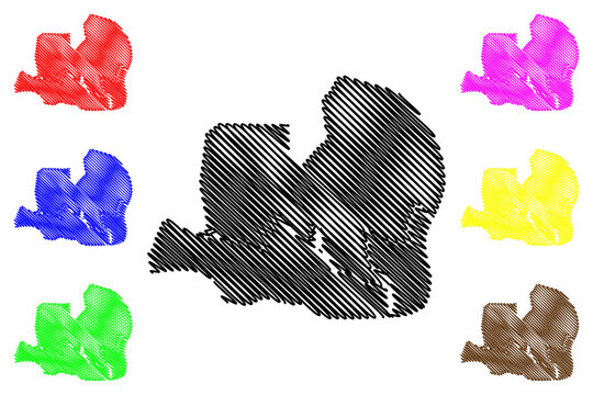 Ciudad de la Paz City (Republic of Equatorial Guinea, Djibloho Province) map vector illustration, scribble sketch City of Oyala map