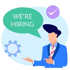 Illustration vector graphic cartoon character of we are hiring