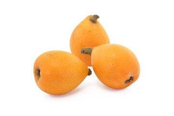 Three loquates isolated on white