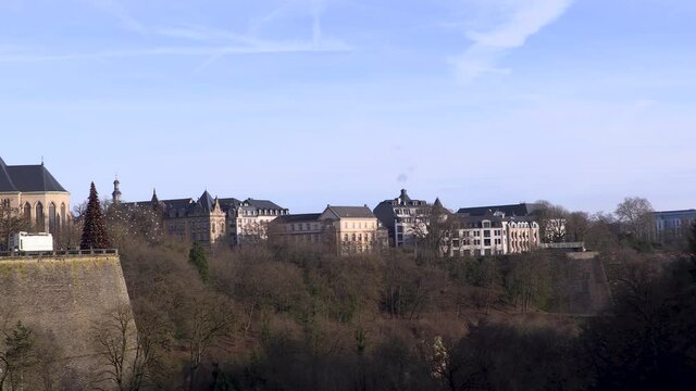 Panoramic view of Luxemburg filmed in winter