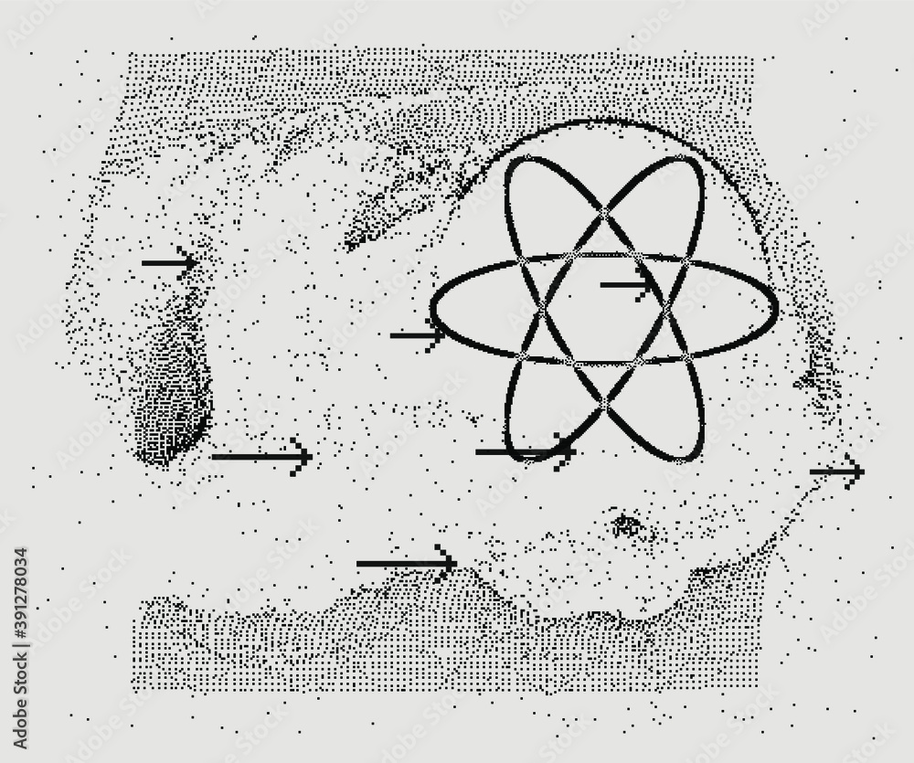 Poster Abstract visualization of Quantum mechanics concept, Information analysis and complex computations.