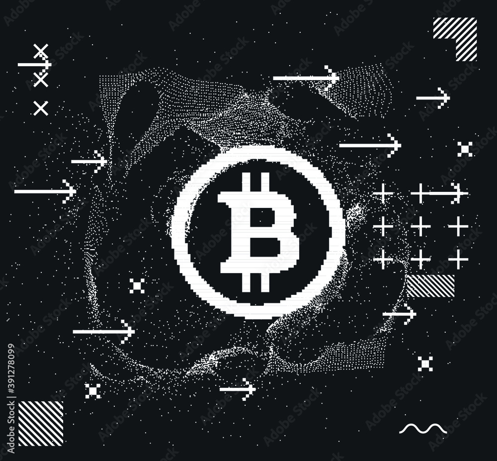 Aufkleber abstract futuristic illustration with cryptocurrency bitcoin symbol. online payment technology, digi