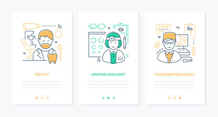Medical professions line design style web banners