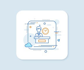 Presentation time line icon. Abstract square vector button. Watch sign. Presentation time line icon. Quality concept badge. Vector