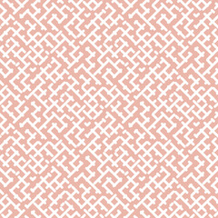 Vector geometric seamless pattern. Stylish modern pink and white texture with diagonal crossing lines, strokes, grid, net, mesh. Simple abstract background. Repeat design for decor, print, wallpaper