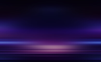 Abstract dark futuristic background. Ultraviolet multicolored beams of neon light reflect off the water. Background of empty stage show, beach party. 3d illustration