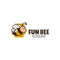 Fun bee logo design template