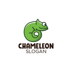 Cute chameleon logo design mascot