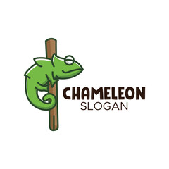 Cute chameleon logo design mascot