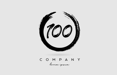 Obraz premium grunge number 100 logo icon. Vintage design for business and company in black and white colors with circle