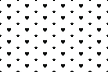 Heart seamless pattern, endless texture. Black hearts on white background, vector illustration. Valentine's Day Pattern. Anniversary, Birthday. Love. Sweet Moment. Wedding.