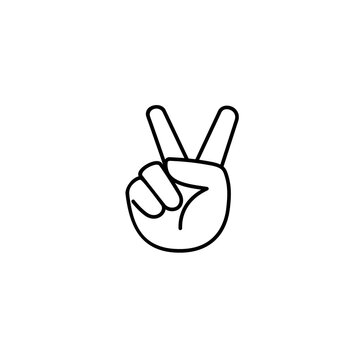 Peace hand sign line icon. Clipart image isolated on white background.