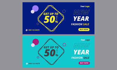 New year sale abstract banner design template Set, Square post web banner. Modern Geometric Set of Editable minimal square banner template