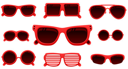 Vector red sunglasses illustration set.To see the other vector sunglasses illustrations , please check Glasses collection.