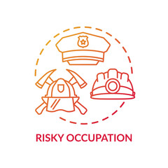 Risky occupation concept icon. Insurance cost factors. Dangerous working place service for employee. High risk job place idea thin line illustration. Vector isolated outline RGB color drawing