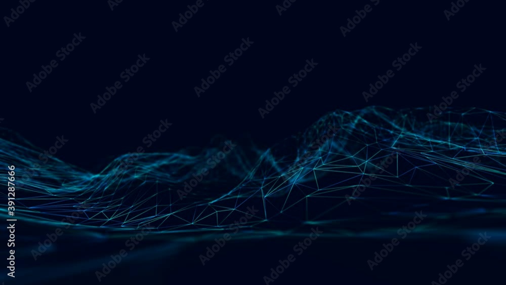 Poster technology abstract background wave animation. 4k seamless loop. digital technology wave 3d render.