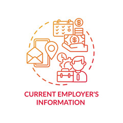 Current employers information concept icon. Disability insurance claim information. All datum about employees idea thin line illustration. Vector isolated outline RGB color drawing