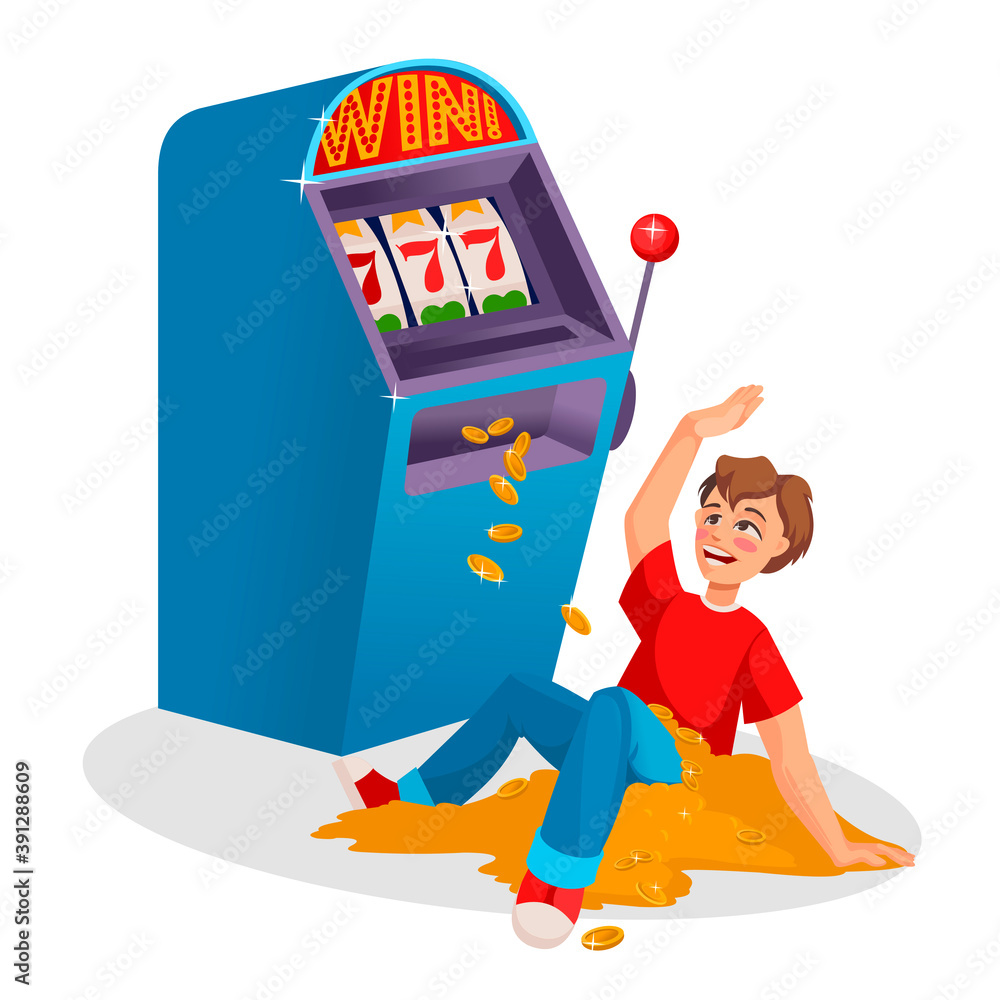 Sticker Cartoon Color Character Person Male Gambler Concept. Vector