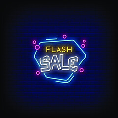 Flash Sale Neon Signs Style Text Vector