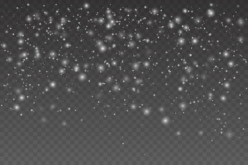 Christmas decoration background with snoflakes. Magic snowfall winter effect.