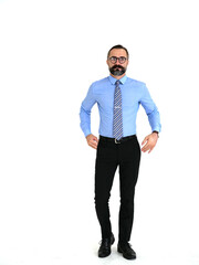 Business men stand cool on white background