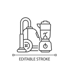 House appliances linear icon. Household functions. Hand blender. Vacuum cleaner. Thin line customizable illustration. Contour symbol. Vector isolated outline drawing. Editable stroke