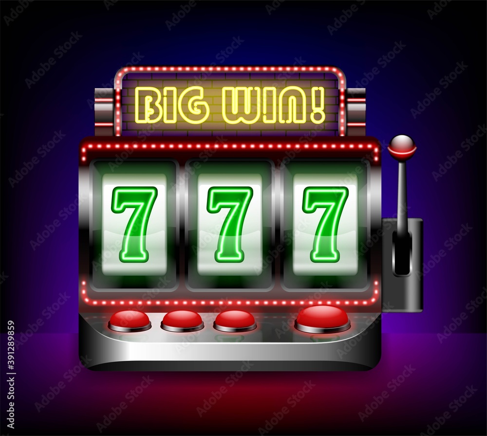 Poster Realistic Detailed 3d Slot Machine One Arm Bandit. Vector