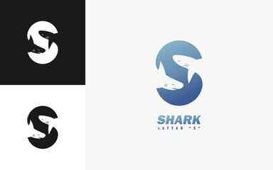 Shark logo with letter 