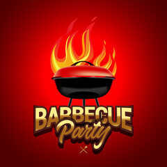 BBQ red poster designs, party design, invitation, ad design. Barbecue logo. BBQ template menu design. Barbecue Food flyer. Barbecue advertisement.