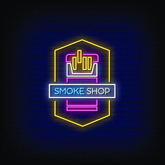 Smoke Shop Neon Signs Style Text Vector