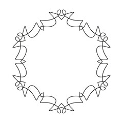 Vector round frame made of wavy intersecting lines. Vintage decorative element.