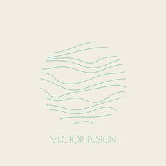 Round modern minimal logo with organic shapes with dynamic waves and lines. Vector emblem for cosmetics, beauty industry. Hand drawn templates.