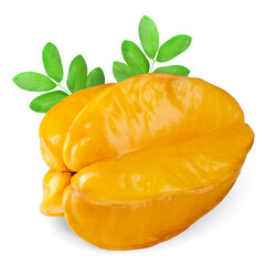 Ripe Star fruit isolated on a white background with clipping path.