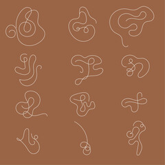 Vector set of squiggles, curls, organic shapes. Pastel element templates for modern designs.