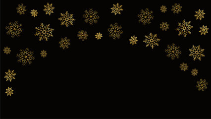 black background, with gold snowflake design