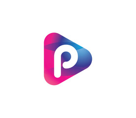 P Play Colorful Logo Design Concept