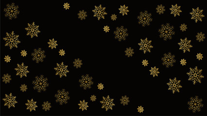 black background, with gold snowflake design
