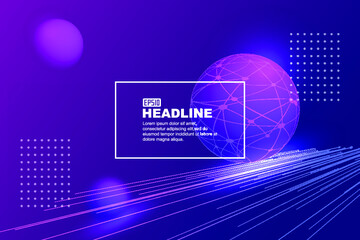 The background of the poster with 3D sphere and luminous lines.