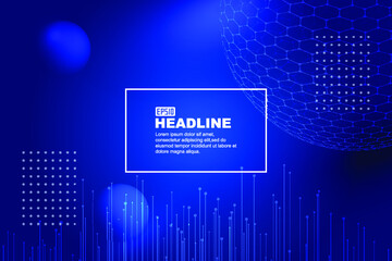 The background of the poster with 3D sphere and luminous lines.