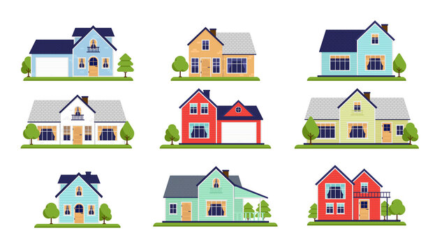 Collection of vector houses - Set of 9 house illustrations to use in your own illustration. 