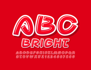 Vector Bright Alphabet. Red and White Modern Font. Creative trendy Letters and Numbers set