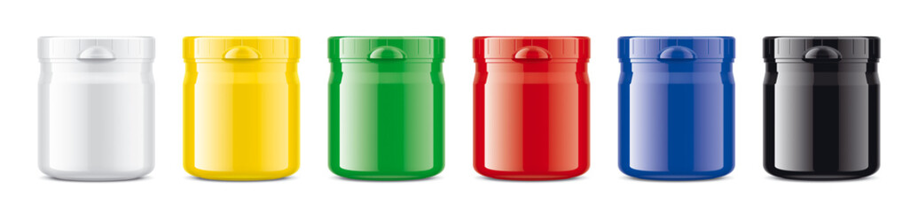 Colored Bottles set. Non-transparent. Small size. Glossy version. 