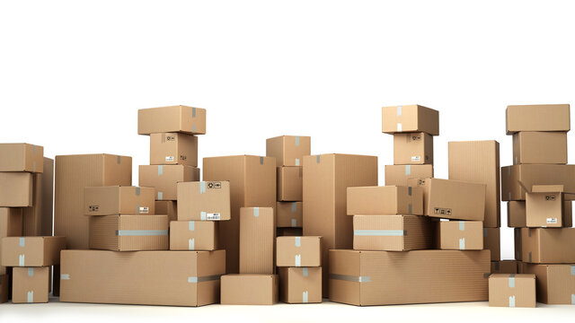 Cardboard Boxes On Pallet Delivery And Transportation Logistics Storage 3d Render Image