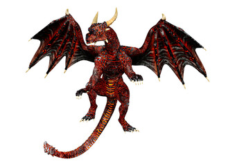 3D Rendering Fairy Tale Dragon on White