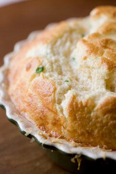 Close up of green garlic souffle