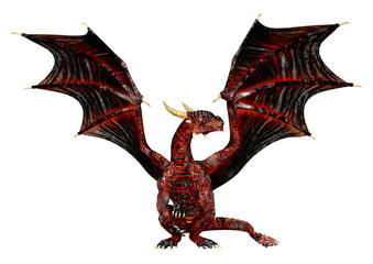 3D Rendering Fairy Tale Dragon on White