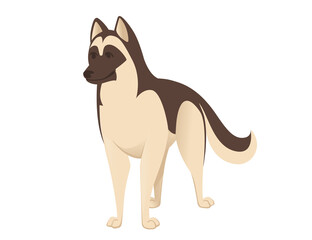 Cute domestic dog German shepherd breed cartoon animal design flat vector illustration
