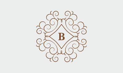Luxury logo, vector monogram template with letter B for restaurant, royalty, boutique, cafe, hotel, heraldry, jewelry, fashion and more.