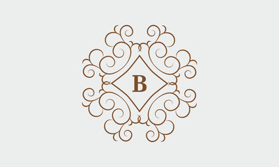 Luxury logo, vector monogram template with letter B for restaurant, royalty, boutique, cafe, hotel, heraldry, jewelry, fashion and more.